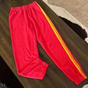 Aviator Nation Kids Red Sweatpants with Yellow Stripe